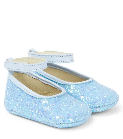 Pèpè Baby Vapor Glitter Ballet Flats In Blue