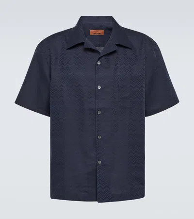 Missoni Cotton-linen Zigzag Shirt In Blue
