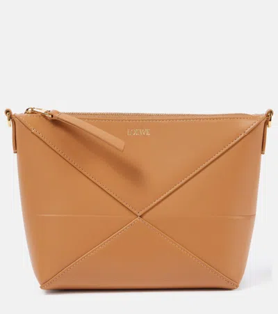 Loewe Puzzle Fold Leather Clutch In Brown
