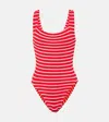 Hunza G Square Neck One Piece Swimsuit In Red/white
