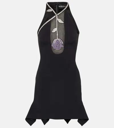 David Koma Embroidered Cady Mini Dress In Black