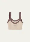 Miu Miu Cropped Cashmere Tank Top In F0018 Naturale