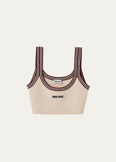 Miu Miu Cropped Cashmere Tank Top In F0018 Naturale
