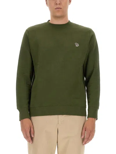 Ps By Paul Smith Logo Cotton Sweatshirt In Green