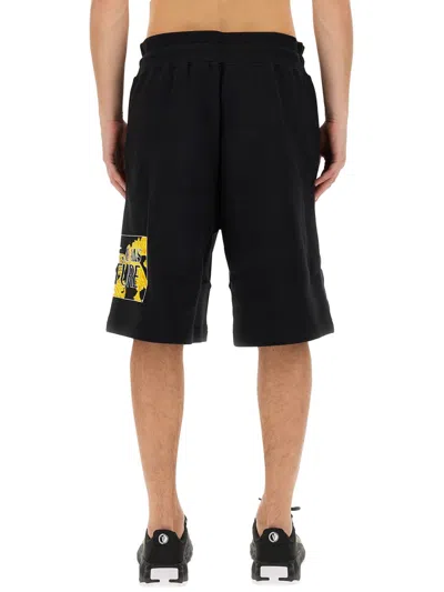 Versace Jeans Couture Bermuda With Logo In Black