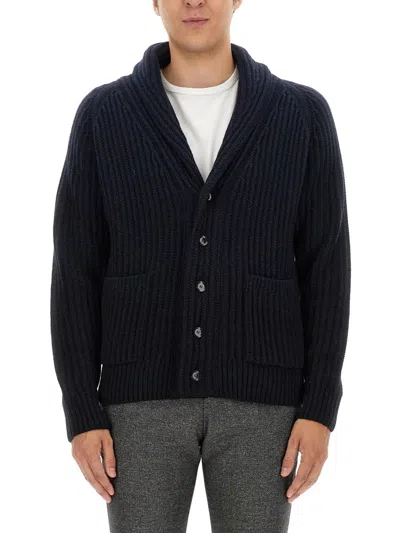 Brioni Chunky-knit Button-up Cashmere In Black