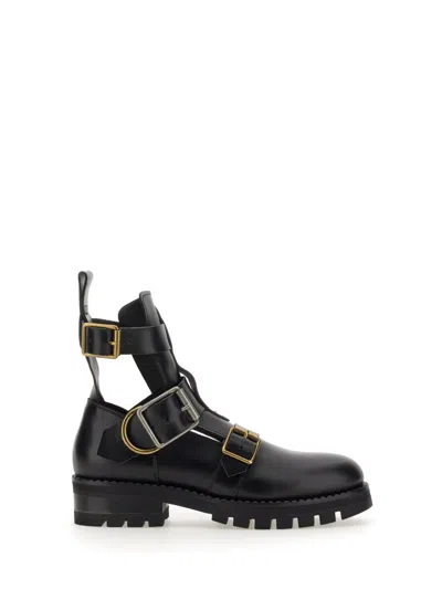 Vivienne Westwood Womens Black Rome Open-construction Leather Combat Boots