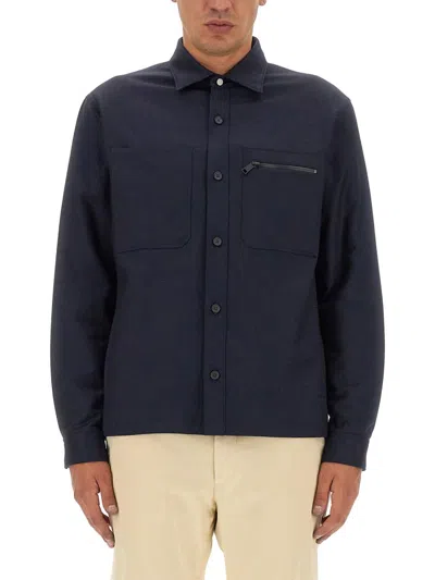 Zegna Chest-pockets Wool Shirt In Black