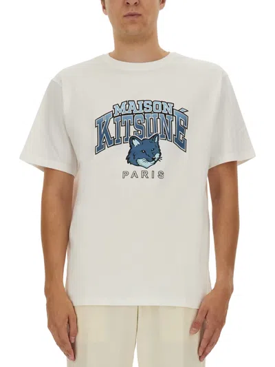 Maison Kitsuné Logo Print T-shirt In White