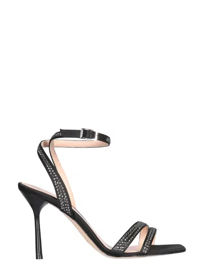 Liu •jo 90mm Leather Embellished Sandals In Black