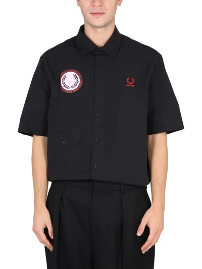Fred Perry Shirt With Patch In Black