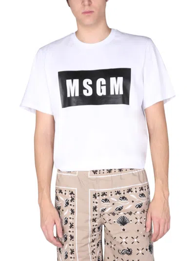 Msgm T-shirt With Logo Box In White