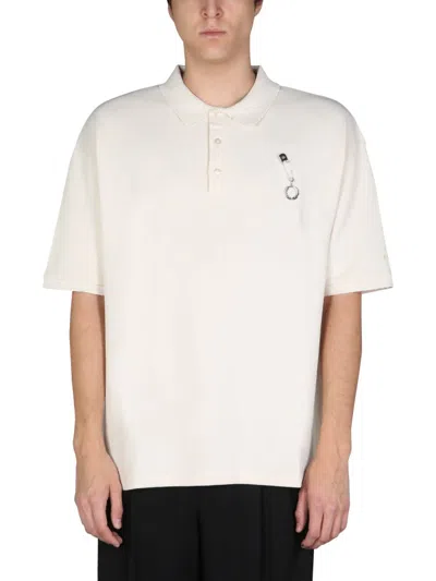 Fred Perry Distressed Oversized Polo Shirt In Powder