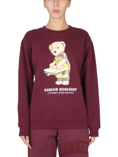 Market Random Workshop Bear Sweatshirt Unisex In Bordeaux