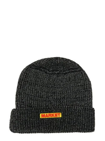 Market Ribbed Knit Beanie In Black