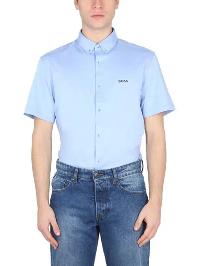 Hugo Boss Shirt With Logo In Baby Blue