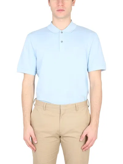 Hugo Boss Polo With Logo Embroidery In Azure