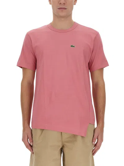 Comme Des Garçons Shirt X Lacoste Asymmetric Cotton Polo Shirt In Pink