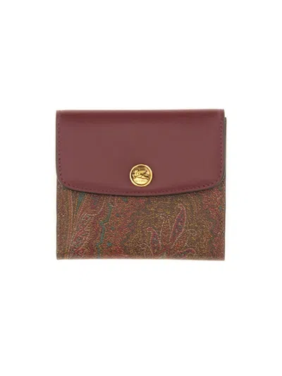 Etro Small Essential Paisley-print Wallet In Bordeaux