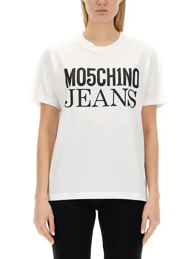 M05ch1n0 Jeans Logo-printed Crewneck T-shirt In White