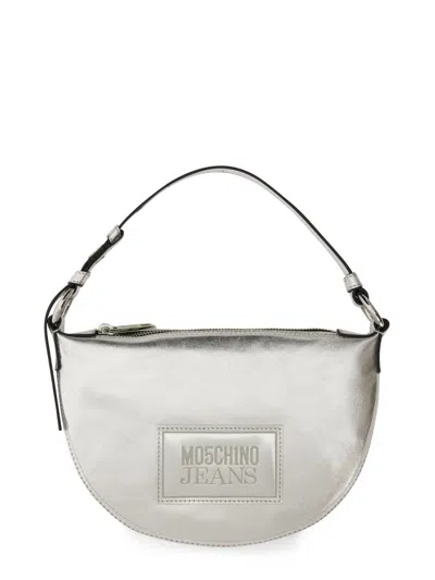 M05ch1n0 Jeans Hand Bag With Logo In Silver