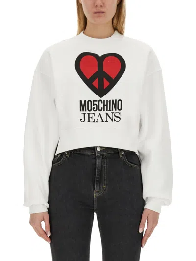 M05ch1n0 Jeans Sweatshirt With Logo In White