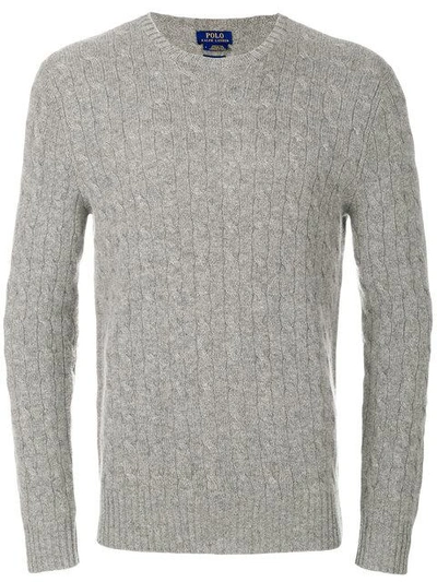 Polo Ralph Lauren Crew-neck Cable-knit Cashmere Sweater In Fawn Grey Heather