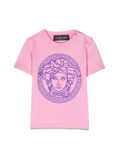 Versace Kids' Medusa Print Cotton Jersey T-shirt In Pink
