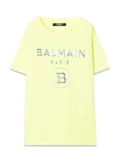 Balmain Kids' T-hisrt With Logo In Yellow
