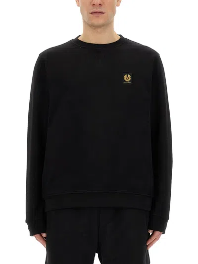 Belstaff Logo Cotton Sweatshirt In Black