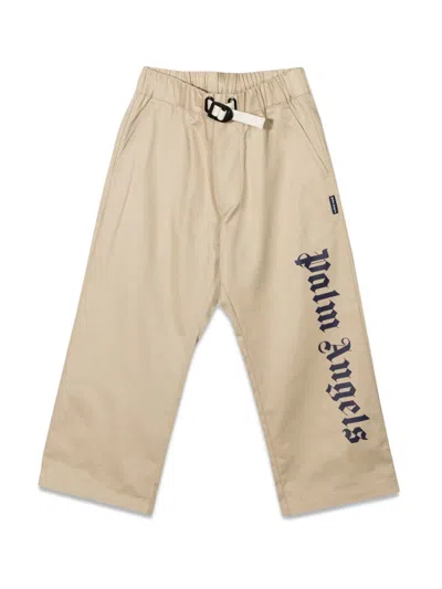 Palm Angels Kids' Drill Pants In Beige