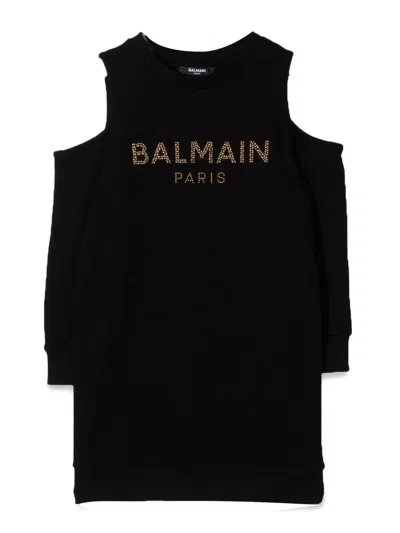 Balmain Kids' Logo Dress In Black