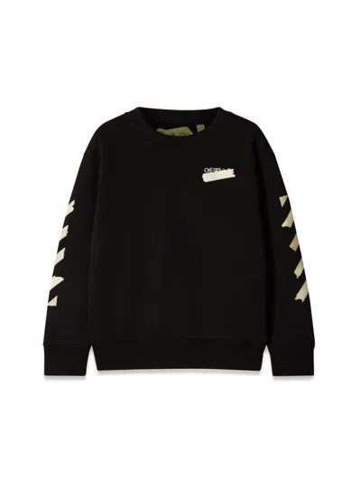 Off-white Kids' Black Long-sleeved Sweatshirt With Contrasting Maxi Arrow Motif In Cotton Boy