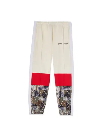 Palm Angels Kids' Colour-block Logo-print Track Trousers In White