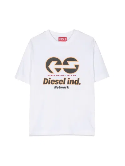 Diesel Kids' Over Print T-shirt In White
