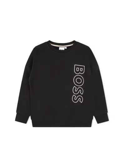 Hugo Boss Kids' Logo Crewneck Sweatshirt In Black