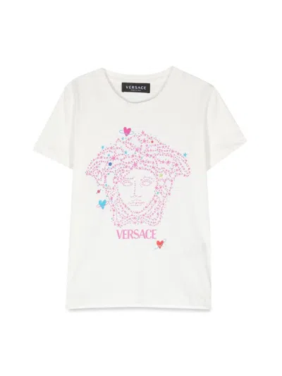 Versace Kids' Medusa-print Cotton T-shirt In Whitemulticolor