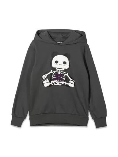 Vision Of Super Kids' Pandy Skeleton Print Hoodie In Charcoal