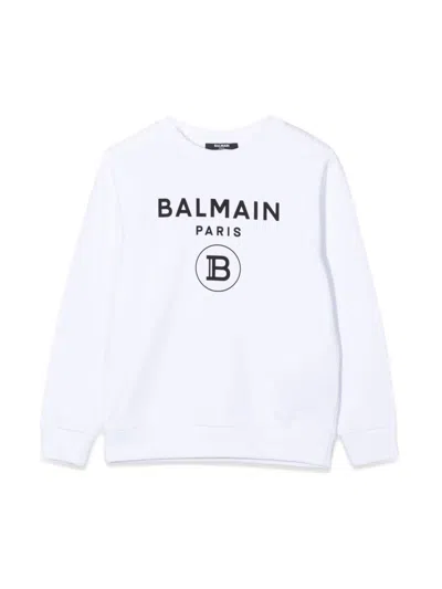 Balmain Kids' Sweatshirt Crewneck Front Logo In White