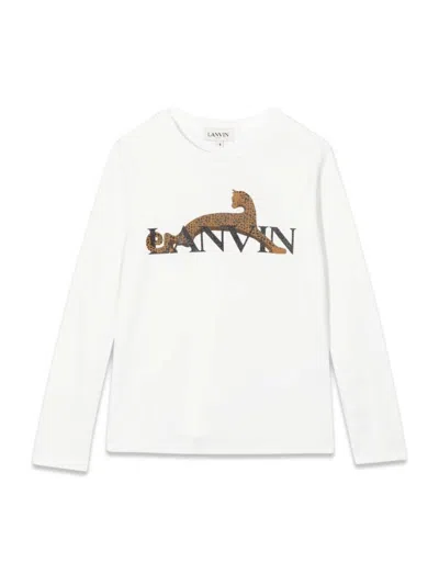 Lanvin Kids' Girls White Leopard Logo Top In Ivory