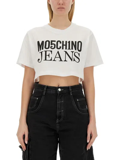 M05ch1n0 Jeans Cropped T-shirt In White