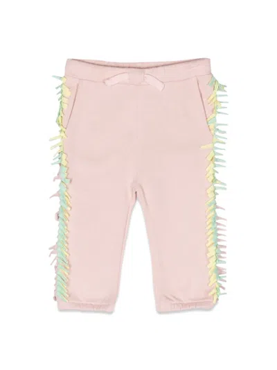 Stella Mccartney Babies' 流苏棉质针织运动裤 In Pink