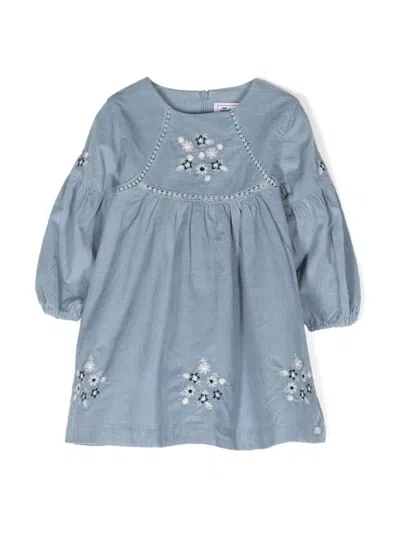 Tartine Et Chocolat Babies' Embroidered Long-sleeve Dress In Blue