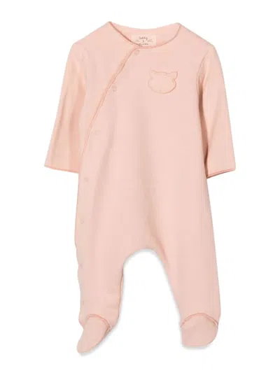 Teddy &amp; Minou Baby Pink Fleece Babysuit With Cat Face