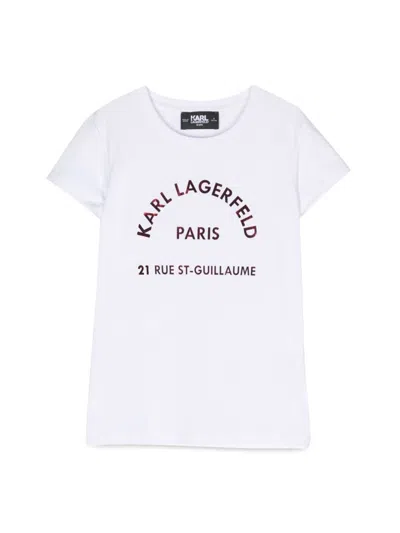 Karl Lagerfeld Kids' Rue St. Guillaume Stretch-cotton T-shirt In White