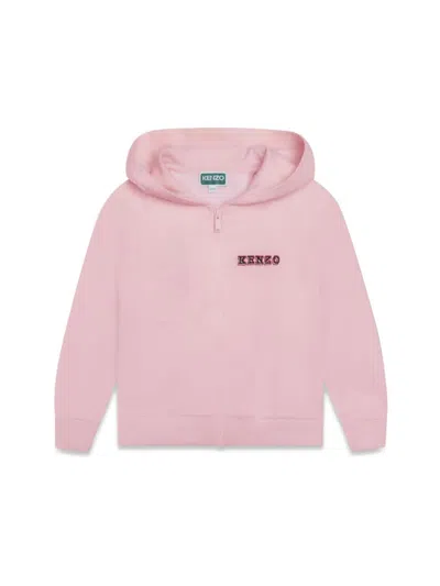 Kenzo Kids' Zipper Hoodie In Pink