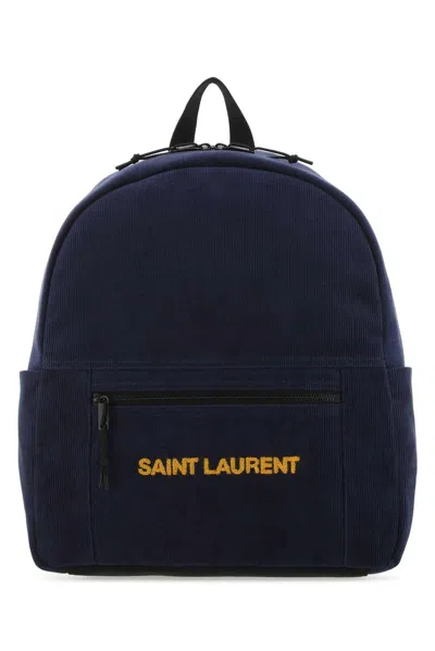 Saint Laurent Nuxx Zipped Backpack In Blue