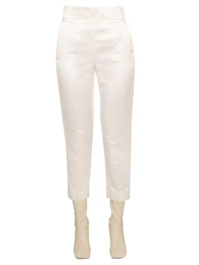 Max Mara Straight Leg Cropped Pants In White