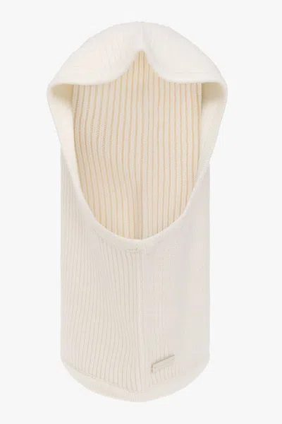 Saint Laurent Ribbed Cashmere Balaclava In Ivory