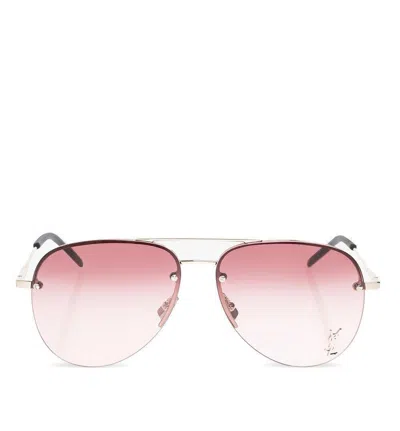 Saint Laurent Pilot-framed Sunglasses In White